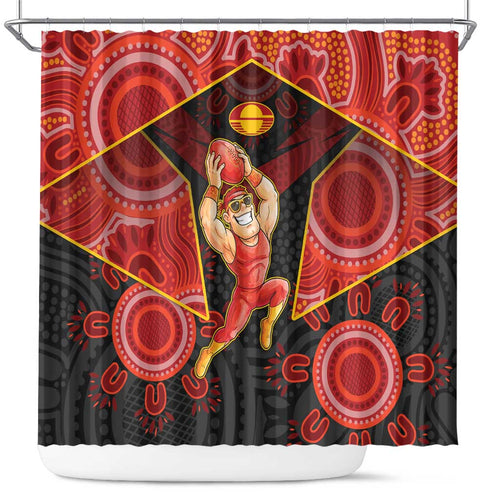 Gold Coast Suns Red Shower Curtain Football Player Sun Emblem Dynamic