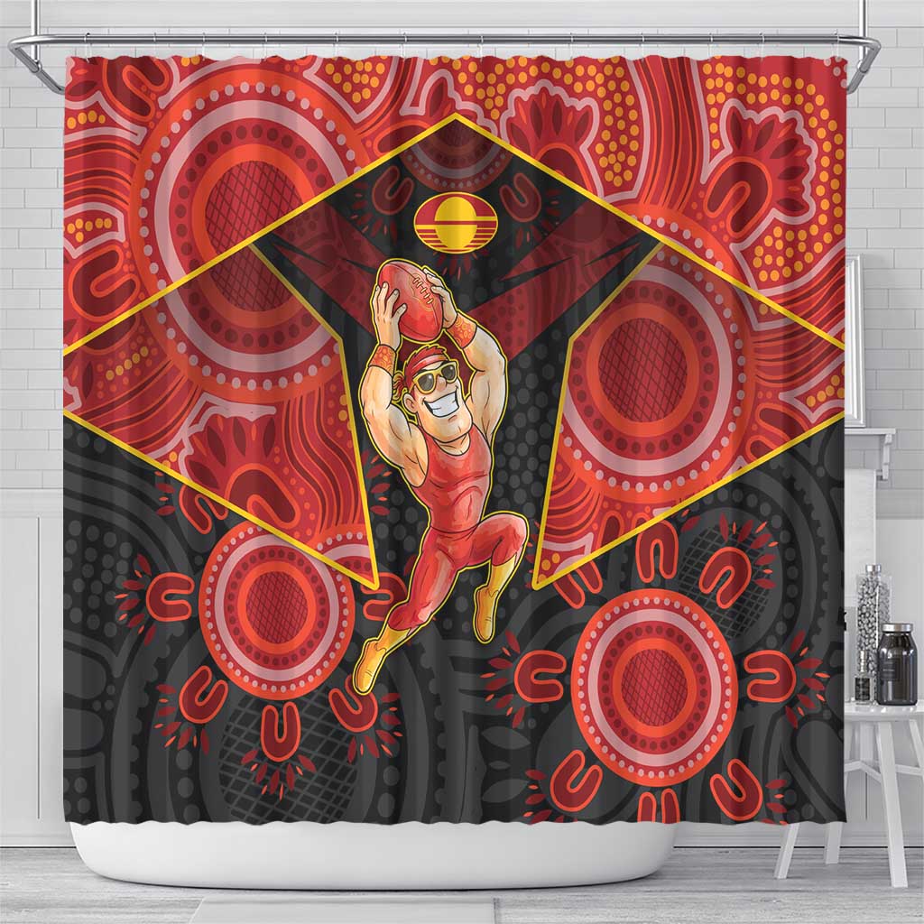 Gold Coast Suns Red Shower Curtain Football Player Sun Emblem Dynamic
