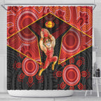 Gold Coast Suns Red Shower Curtain Football Player Sun Emblem Dynamic