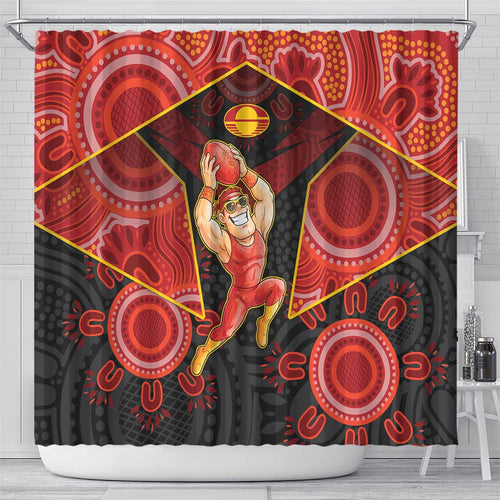 Gold Coast Suns Red Shower Curtain Football Player Sun Emblem Dynamic
