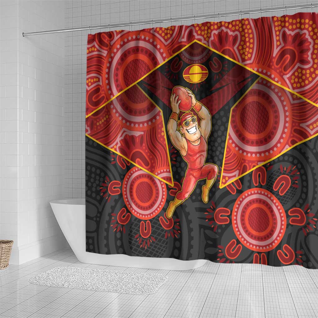 Gold Coast Suns Red Shower Curtain Football Player Sun Emblem Dynamic