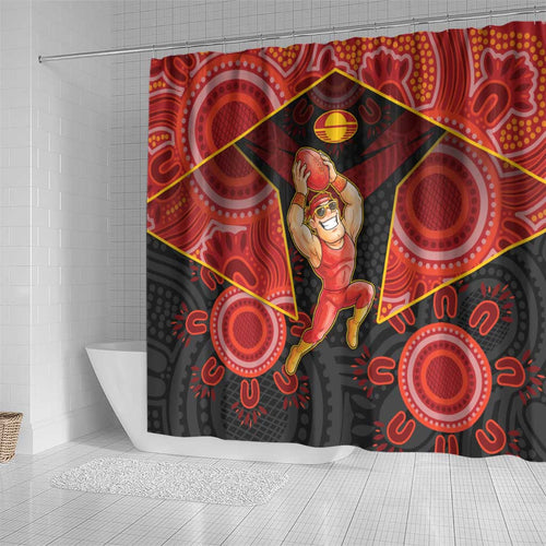 Gold Coast Suns Red Shower Curtain Football Player Sun Emblem Dynamic