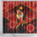 Gold Coast Suns Red Shower Curtain Football Player Sun Emblem Dynamic