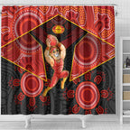 Gold Coast Suns Red Shower Curtain Football Player Sun Emblem Dynamic