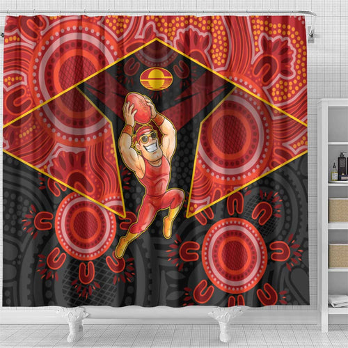 Gold Coast Suns Red Shower Curtain Football Player Sun Emblem Dynamic
