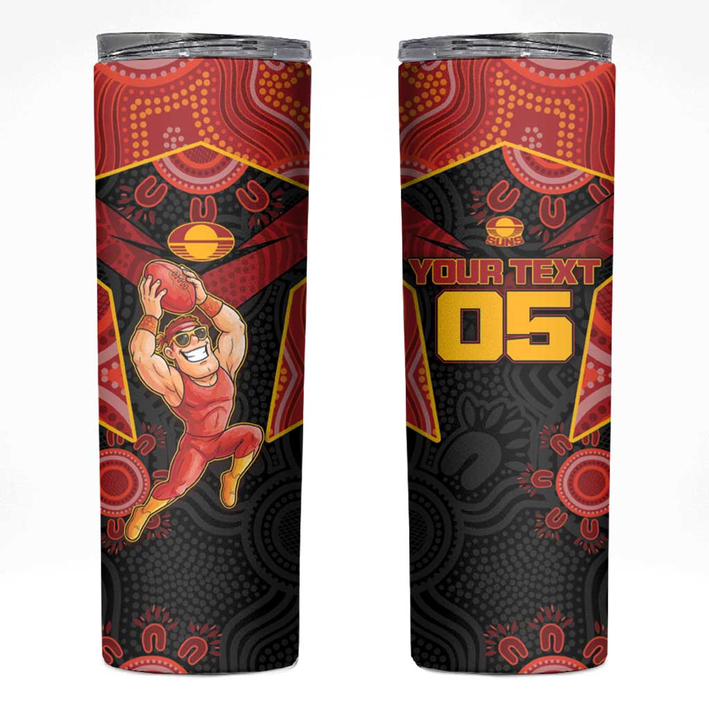 Custom Gold Coast Suns Red Skinny Tumbler Football Player Sun Emblem Dynamic