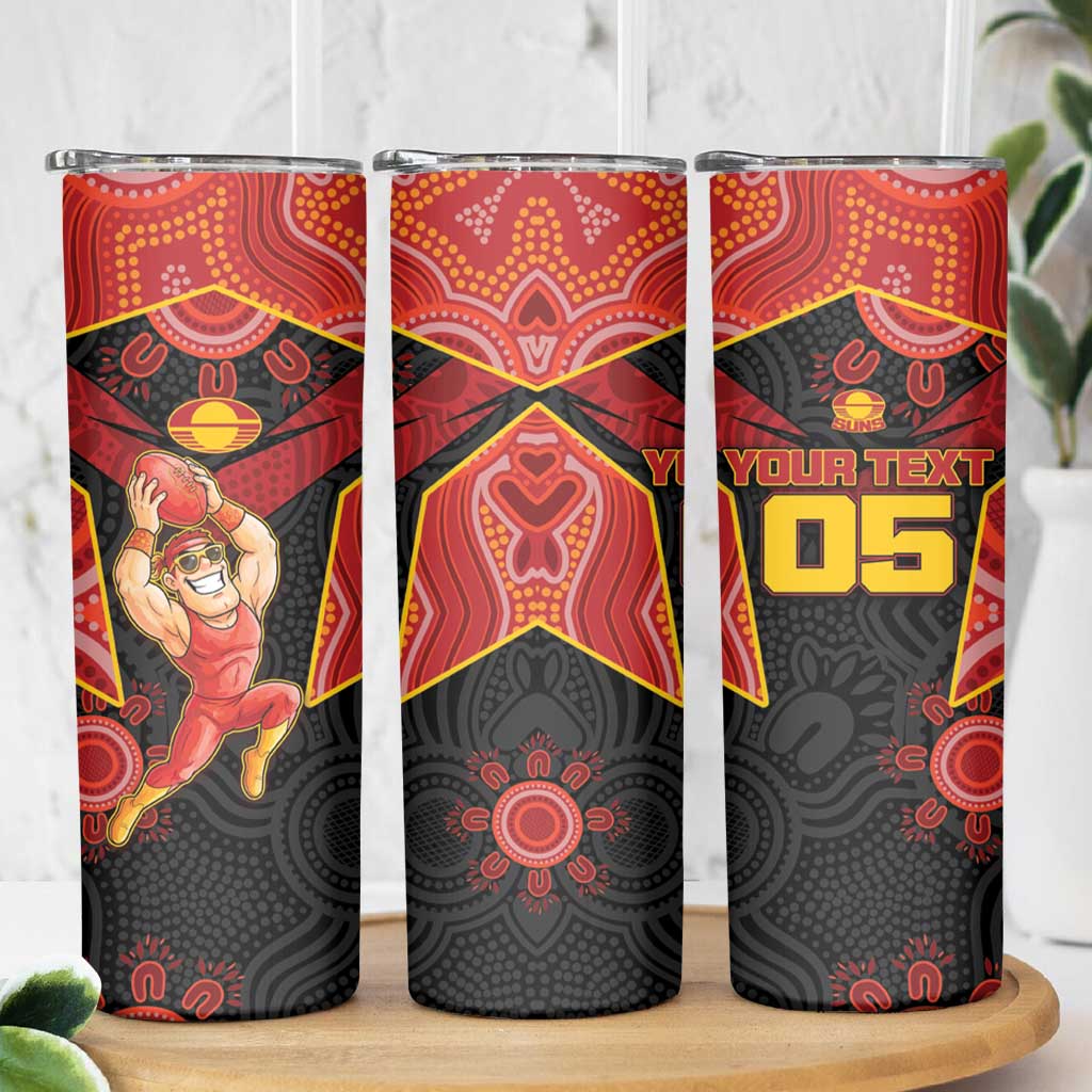 Custom Gold Coast Suns Red Skinny Tumbler Football Player Sun Emblem Dynamic