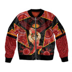 Custom Gold Coast Suns Red Sleeve Zip Bomber Jacket Football Player Sun Emblem Dynamic