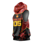 Custom Gold Coast Suns Red Sleeveless Hoodie Football Player Sun Emblem Dynamic