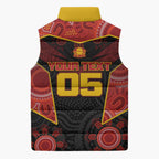 Custom Gold Coast Suns Red Sleeveless Puffer Jacket Football Player Sun Emblem Dynamic