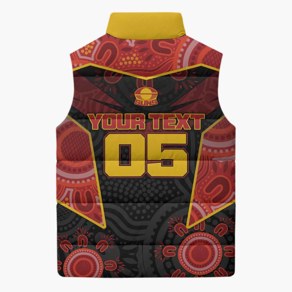 Custom Gold Coast Suns Red Sleeveless Puffer Jacket Football Player Sun Emblem Dynamic