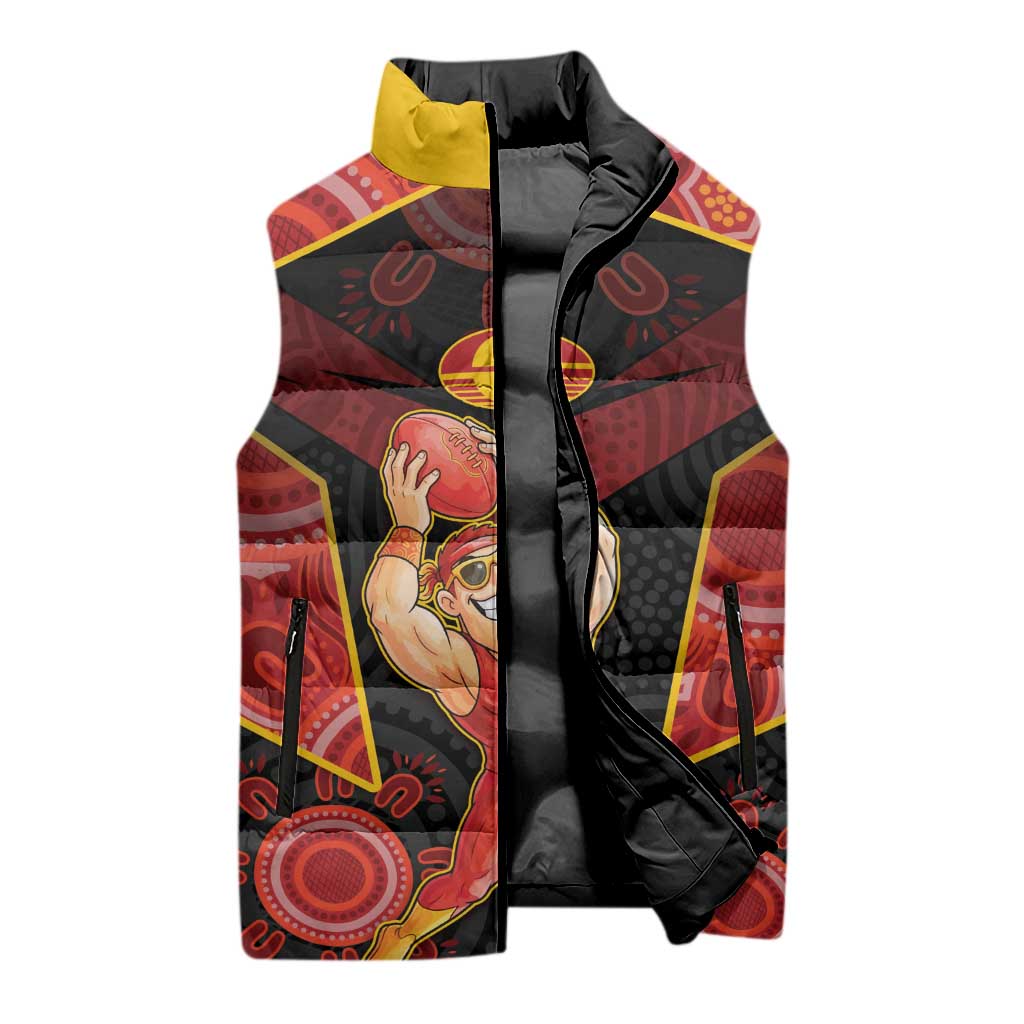 Custom Gold Coast Suns Red Sleeveless Puffer Jacket Football Player Sun Emblem Dynamic