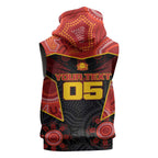 Custom Gold Coast Suns Red Sleeveless Zip Hoodie Football Player Sun Emblem Dynamic