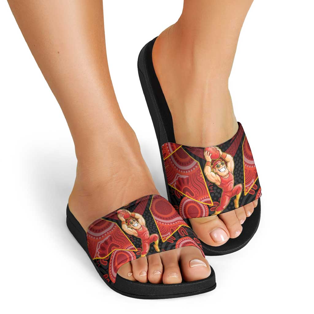 Gold Coast Suns Red Slide Sandals Football Player Sun Emblem Dynamic