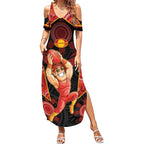 Custom Gold Coast Suns Red Summer Maxi Dress Football Player Sun Emblem Dynamic