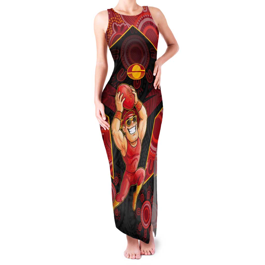 Custom Gold Coast Suns Red Tank Maxi Dress Football Player Sun Emblem Dynamic