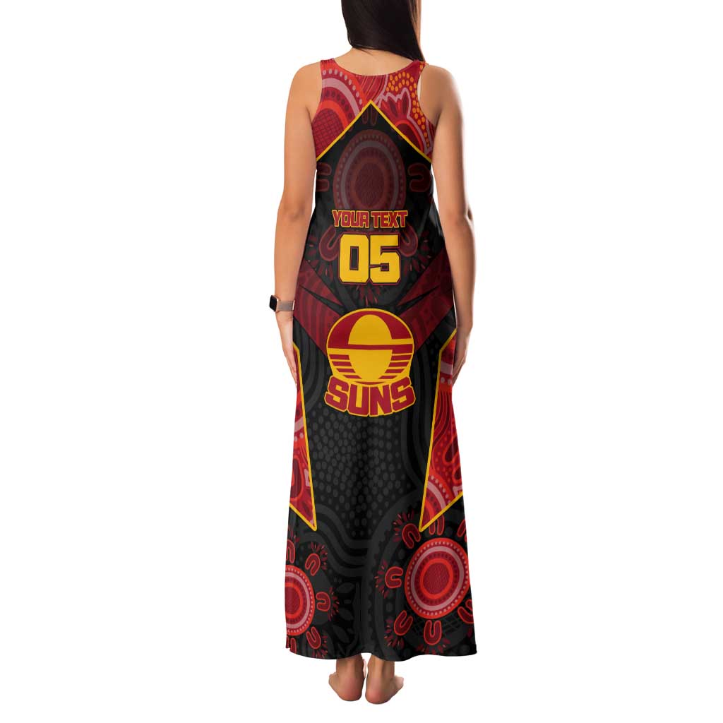 Custom Gold Coast Suns Red Tank Maxi Dress Football Player Sun Emblem Dynamic