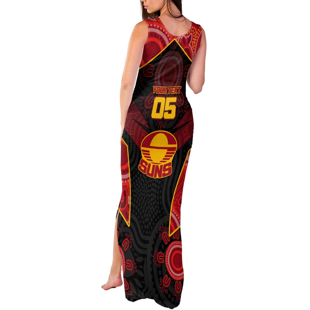 Custom Gold Coast Suns Red Tank Maxi Dress Football Player Sun Emblem Dynamic