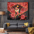 Gold Coast Suns Red Tapestry Football Player Sun Emblem Dynamic