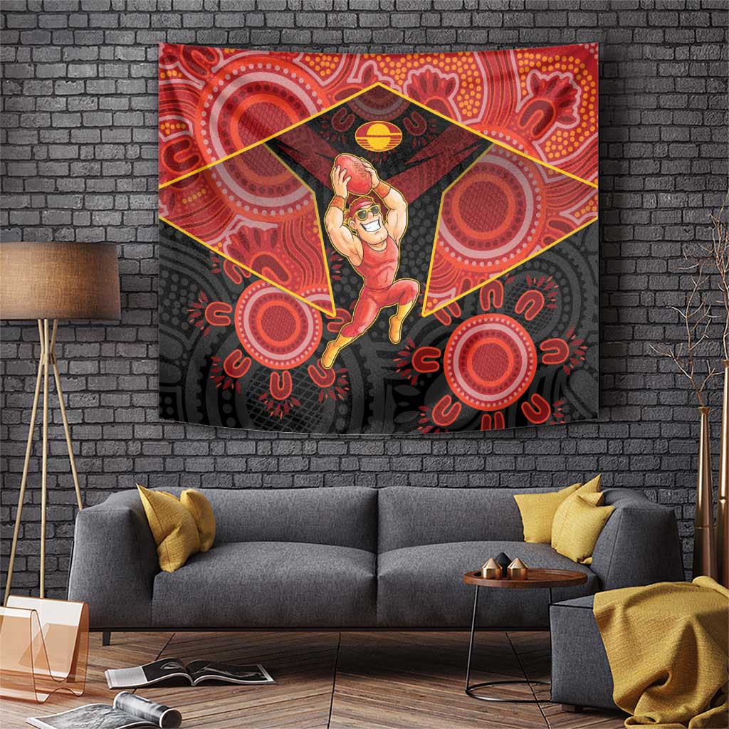 Gold Coast Suns Red Tapestry Football Player Sun Emblem Dynamic