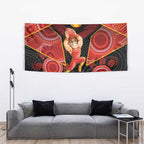 Gold Coast Suns Red Tapestry Football Player Sun Emblem Dynamic