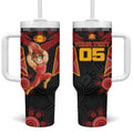 Custom Gold Coast Suns Red Tumbler With Handle Football Player Sun Emblem Dynamic