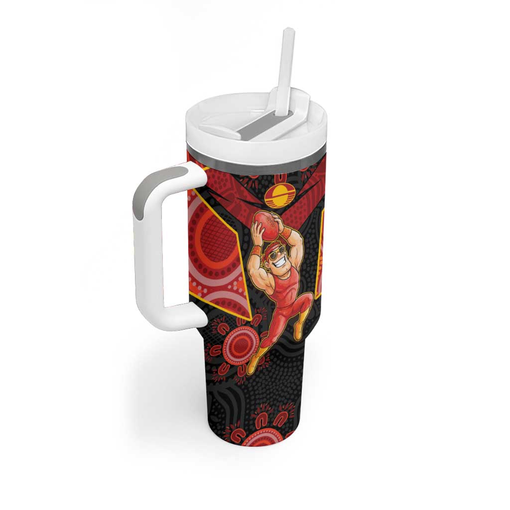 Custom Gold Coast Suns Red Tumbler With Handle Football Player Sun Emblem Dynamic