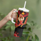 Custom Gold Coast Suns Red Tumbler With Handle Football Player Sun Emblem Dynamic