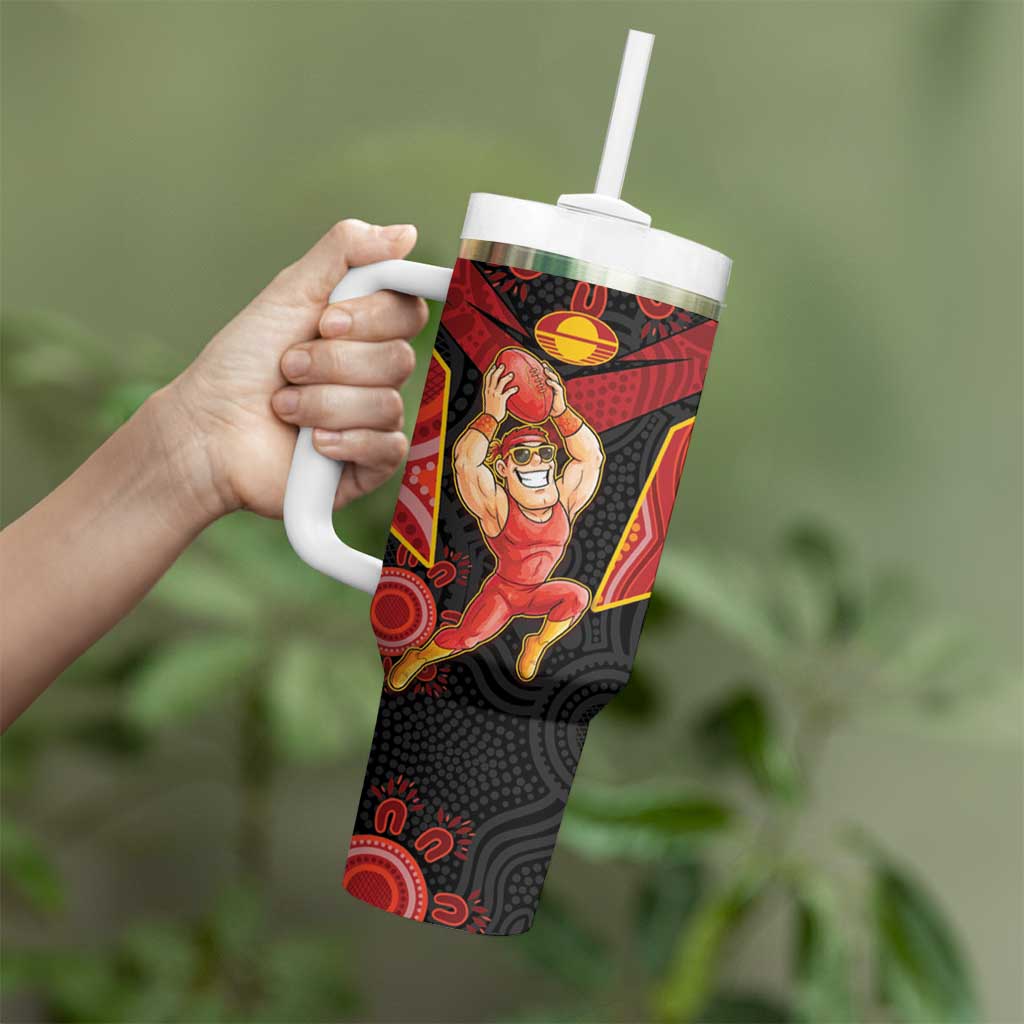 Custom Gold Coast Suns Red Tumbler With Handle Football Player Sun Emblem Dynamic