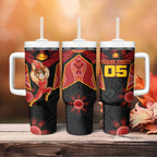 Custom Gold Coast Suns Red Tumbler With Handle Football Player Sun Emblem Dynamic