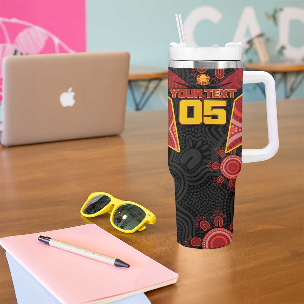 Custom Gold Coast Suns Red Tumbler With Handle Football Player Sun Emblem Dynamic