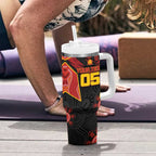Custom Gold Coast Suns Red Tumbler With Handle Football Player Sun Emblem Dynamic
