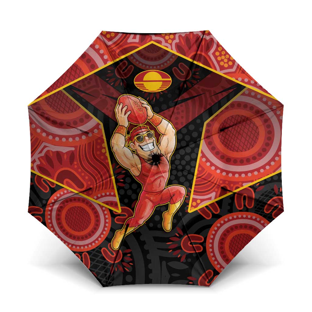 Gold Coast Suns Red Umbrella Football Player Sun Emblem Dynamic