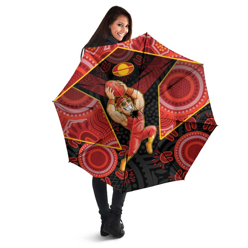 Gold Coast Suns Red Umbrella Football Player Sun Emblem Dynamic