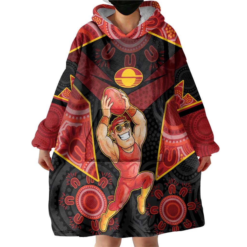 Custom Gold Coast Suns Red Wearable Blanket Hoodie Football Player Sun Emblem Dynamic