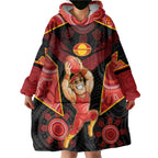 Custom Gold Coast Suns Red Wearable Blanket Hoodie Football Player Sun Emblem Dynamic
