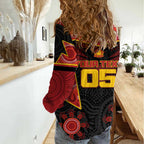 Custom Gold Coast Suns Red Women Casual Shirt Football Player Sun Emblem Dynamic