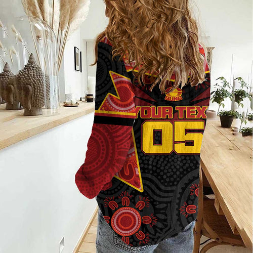 Custom Gold Coast Suns Red Women Casual Shirt Football Player Sun Emblem Dynamic
