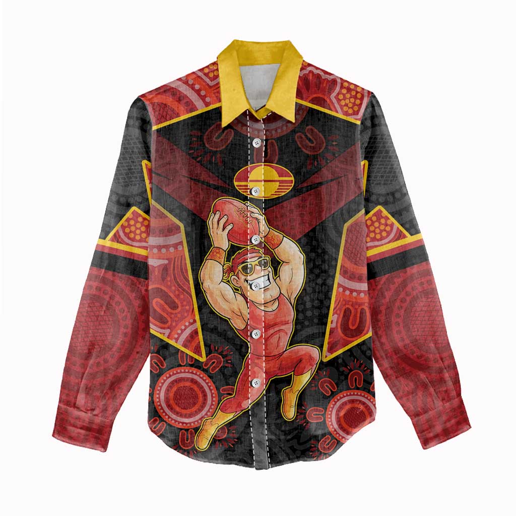 Custom Gold Coast Suns Red Women Casual Shirt Football Player Sun Emblem Dynamic