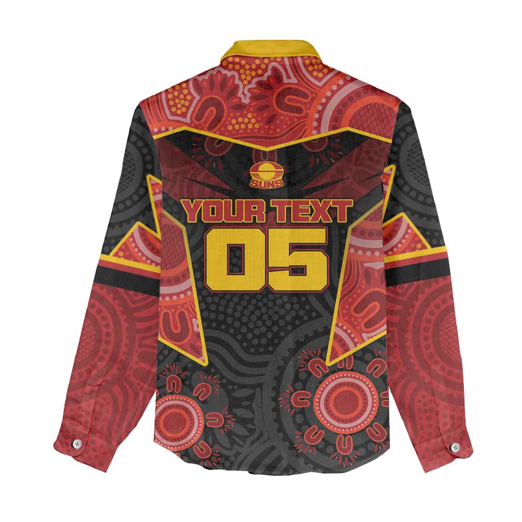 Custom Gold Coast Suns Red Women Casual Shirt Football Player Sun Emblem Dynamic