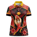 Custom Gold Coast Suns Red Women Polo Shirt Football Player Sun Emblem Dynamic