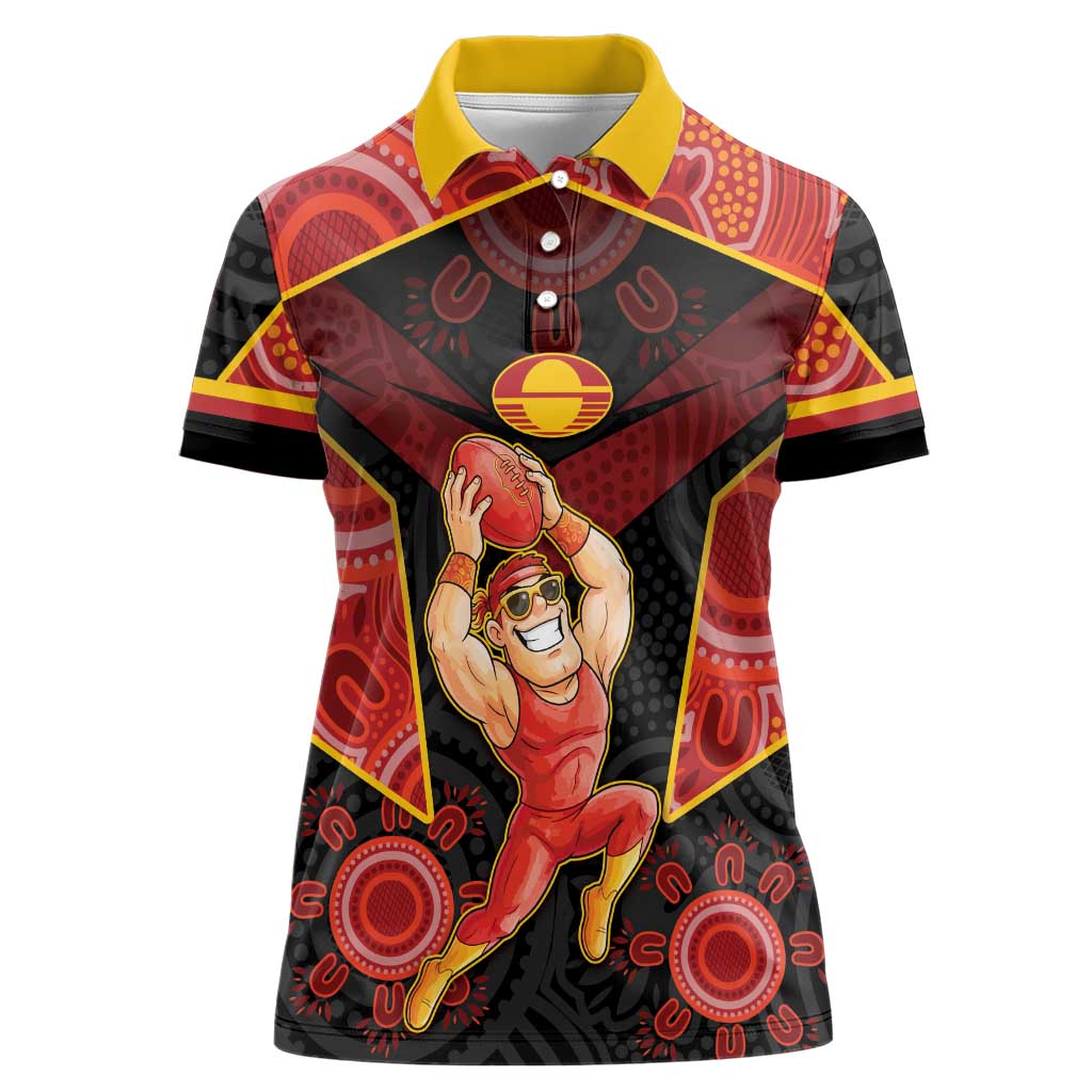 Custom Gold Coast Suns Red Women Polo Shirt Football Player Sun Emblem Dynamic