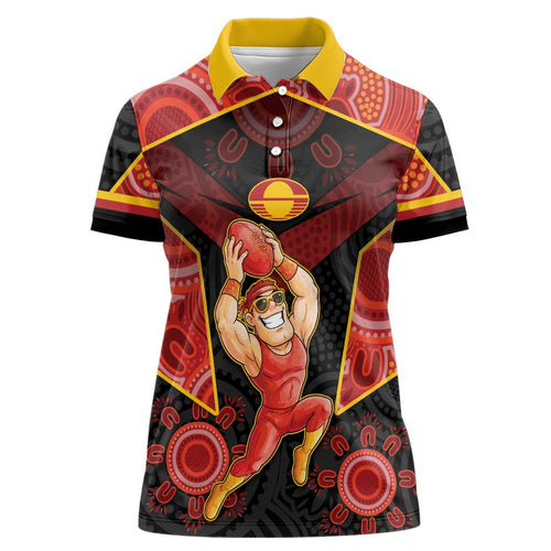 Custom Gold Coast Suns Red Women Polo Shirt Football Player Sun Emblem Dynamic