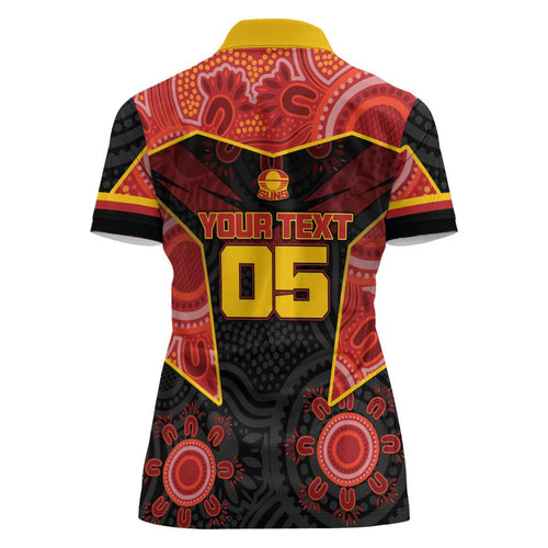 Custom Gold Coast Suns Red Women Polo Shirt Football Player Sun Emblem Dynamic