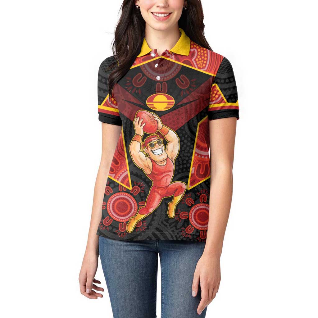 Custom Gold Coast Suns Red Women Polo Shirt Football Player Sun Emblem Dynamic