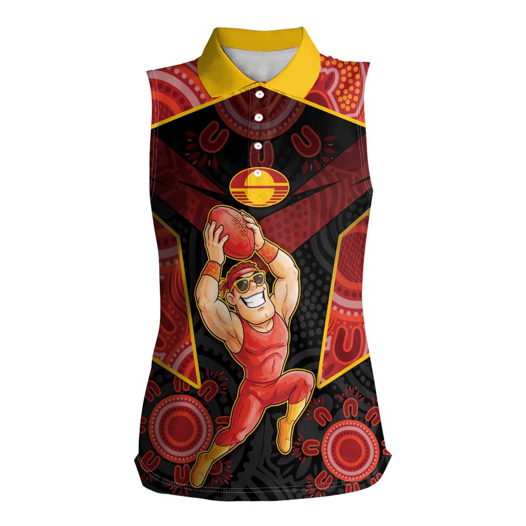 Custom Gold Coast Suns Red Women Sleeveless Polo Shirt Football Player Sun Emblem Dynamic