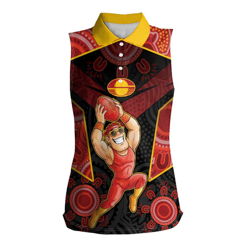 Custom Gold Coast Suns Red Women Sleeveless Polo Shirt Football Player Sun Emblem Dynamic