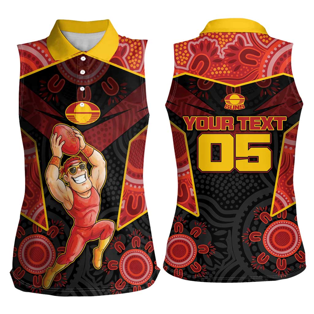 Custom Gold Coast Suns Red Women Sleeveless Polo Shirt Football Player Sun Emblem Dynamic