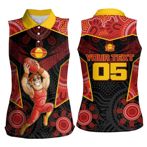Custom Gold Coast Suns Red Women Sleeveless Polo Shirt Football Player Sun Emblem Dynamic
