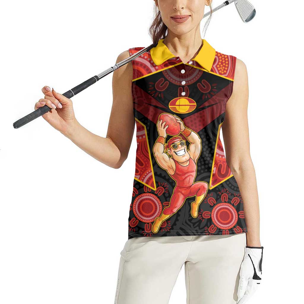 Custom Gold Coast Suns Red Women Sleeveless Polo Shirt Football Player Sun Emblem Dynamic